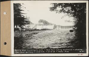 New dam looking upstream, showing two-level spillway, Barre Wool Combing Co., Barre, Mass., 3:55 PM, Oct. 10, 1934