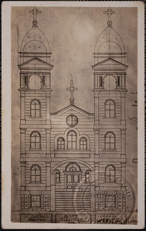 A. Farfaras, architect. Front elevation. Church, ster, Mass
