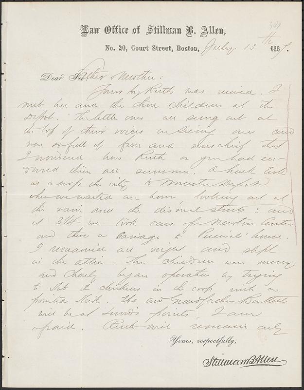 Letter from John D. Long to Zadoc Long and Julia D. Long, July 13, 1867