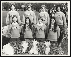 Flanked by Shakers is this bevy from East Bridgewater High School. Front, from left, Lynne Smith, Sheila Savoy, Nancy Fuller and Susan Brown. Rear, Jane Rollins, Kristine Johnson, Karon Ratfield and Janice kashgagian.