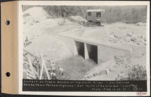 Contract No. 44, Extension of Belchertown-Pelham Highway, New Salem, Orange, culvert on middle branch of the Swift River, Sta. 1045+50, New Salem, Mass., Jun. 30, 1934