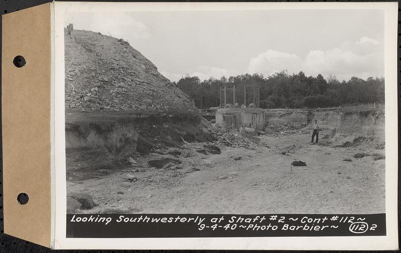 Contract No. 112, Spillway at Shaft 2 of Quabbin Aqueduct, Holden, looking southwesterly at Shaft 2, Holden, Mass., Sep. 4, 1940