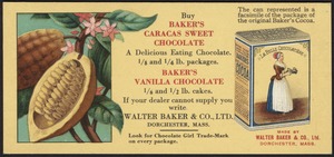 Buy Baker's Caracas Sweet Chocolate, a delicious eating chocolate. 1/8 and 1/4 lb. packages.