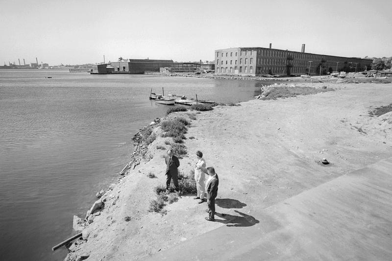 Mayor Edward Harrington visiting new plant site, New Bedford