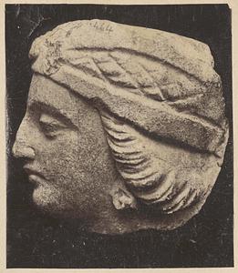 Sculpture of head, side view