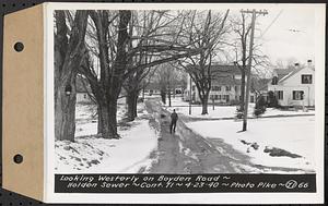 Contract No. 71, WPA Sewer Construction, Holden, looking westerly on Boyden Road, Holden Sewer, Holden, Mass., Apr. 23, 1940