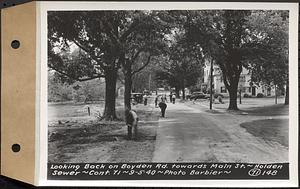 Contract No. 71, WPA Sewer Construction, Holden, looking back on Boyden Road towards Main Street, Holden Sewer, Holden, Mass., Sep. 5, 1940