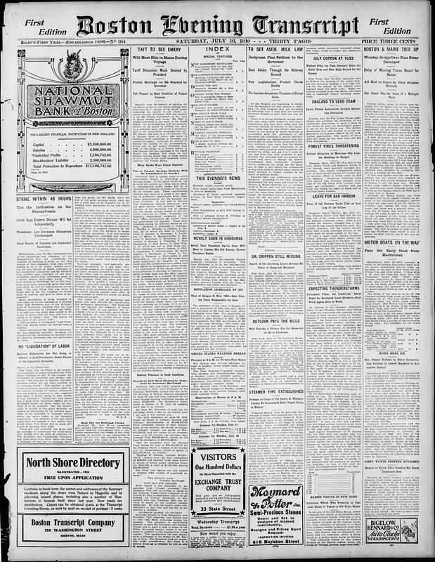 Boston Evening Transcript. July 16, 1910 - Digital Commonwealth