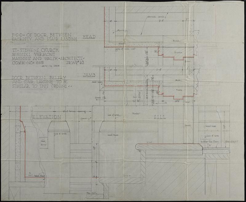 Full-scale drawing of door between sacristy and stair landing