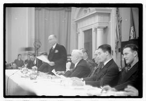 Boston Parks Football Leagues 1937 event, Commissioner William Long seated in center