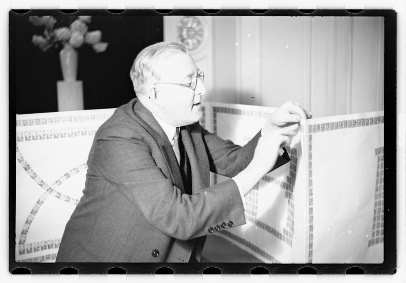 Ernest D. Chase pres., birthday card of stamps