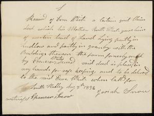 Josiah Snow quitclaim, Aug. 8, 1836