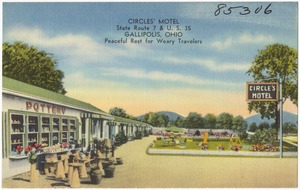 Circle's Motel, State Route 7 & U.S. 35, Gallipolis, Ohio. Peaceful rest for weary travelers