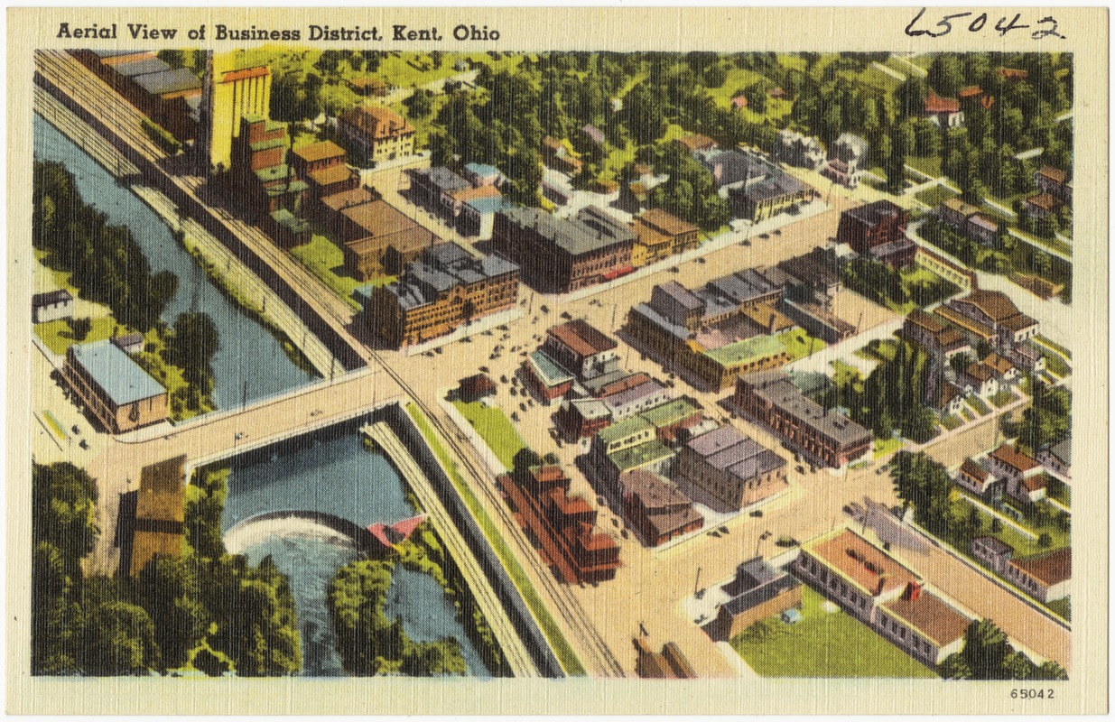 Aerial view of Business District, Kent, Ohio