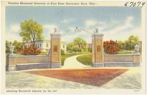 Prentice Memorial Gateway at Kent State University, Kent, Ohio - showing Rockwell Library on the left