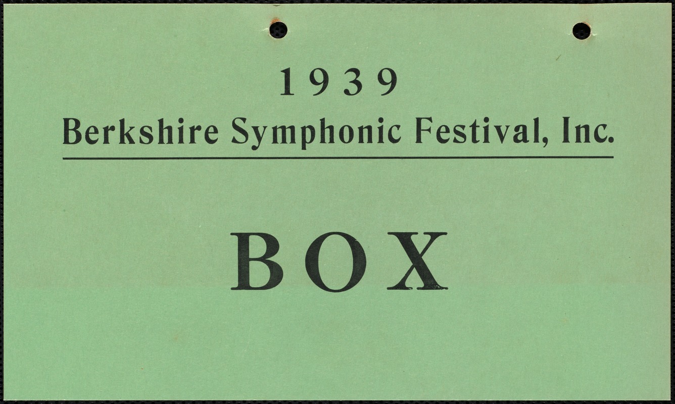 Berkshire Symphonic Festival, Inc. Box