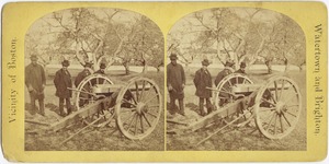 Unidentified men with cannon mounted on caisson