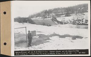 Ware River at G.H. Gilbert Co., upper dam at Gilbertville, drainage area = 161 square miles, flow = 710 cubic feet per second = 4.4 cubic feet per second per square mile, Gilbertville, Hardwick, Mass., Mar. 23, 1933