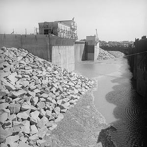 Hurricane Barrier flooded during construction, New Bedford