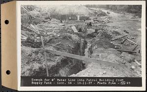 Contract No. 56, Administration Buildings, Main Dam, Belchertown, trench for 8in. water line into patrol building from supply tank, Belchertown, Mass., Oct. 11, 1937