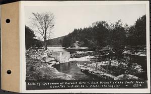 Contract No. 51, East Branch Baffle, Site of Quabbin Reservoir, Greenwich, Hardwick, looking upstream at culvert site, east branch of the Swift River, Hardwick, Mass., May 20, 1936