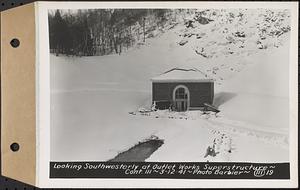 Contract No. 111, Winsor Dam Outlet Works Superstructure, Belchertown, looking southwesterly at outlet works superstructure, Belchertown, Mass., Mar. 12, 1941