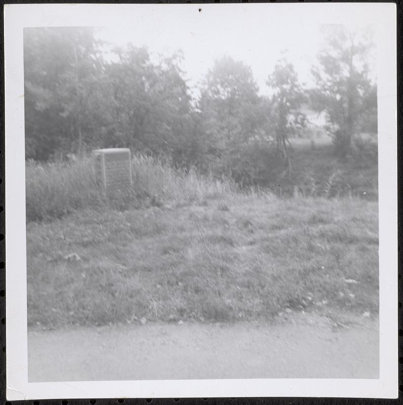 Prudence Wright marker near covered bridge