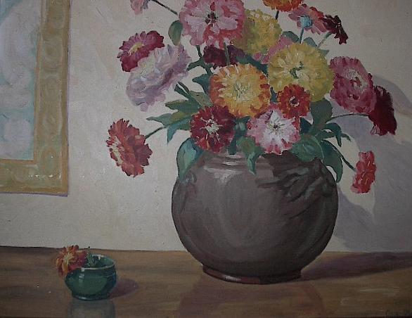 Two Bowls of Zinnias