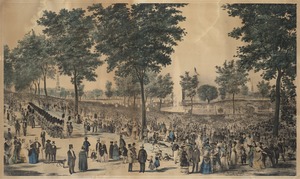 View of the Water Celebration, on Boston Common October 25th 1848. Respectfully dedicated to His Honor Josiah Quincy Jr., Mayor, the City Council and Water Commissioners
