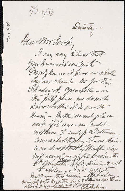 Letter from Charles C. Perkins to Francis H. Jenks, 1880 February 28