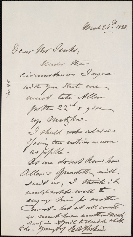 Letter from Charles C. Perkins to Francis H. Jenks, 1880 March 26