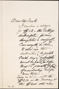 Letter from Charles C. Perkins to Francis H. Jenks, 1880 October 23