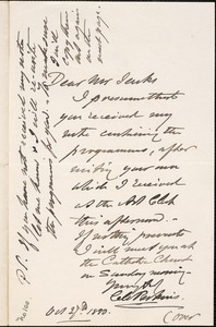 Letter from Charles C. Perkins to Francis H. Jenks, 1880 October 27