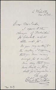 Letter from Charles C. Perkins to Francis H. Jenks, 1885 November 28