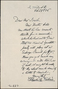 Letter from Charles C. Perkins to Francis H. Jenks, 1886 February 23