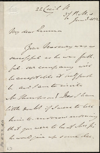 Letter from John Bishop Estlin, 22 Cecil St., [London, England], to Emma Forbes Weston, 3 1/2 P.M., June 3, 1852