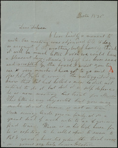 Letter from Lucia Weston, Boston, [Mass.], to Deborah Weston, 1836