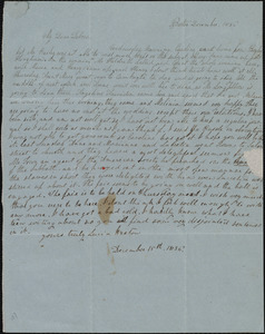Letter from Lucia Weston, Boston, [Mass.], to Deborah Weston, December 15th, 1836