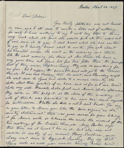 Letter from Lucia Weston, Boston, [Mass.], to Deborah Weston, April 28, 1839