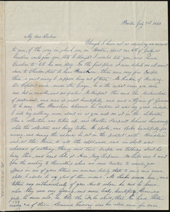 Letter from Lucia Weston, Boston, [Mass.], to Deborah Weston, July 7th, 1839