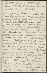Extract of a letter from Lucia Weston, [Weymouth, Mass.], to Emma Forbes Weston, Aug. 1, 1849