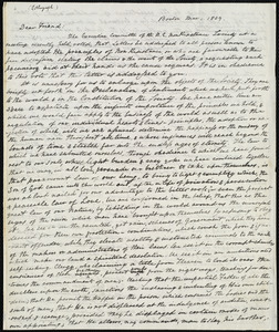 Circular letter from William Lloyd Garrison, Boston, [Mass.], to George William Benson, Mar[ch] 1, 1839