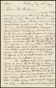Letter from William Lloyd Garrison, Roxbury, [Mass.], to Maria Weston Chapman, Aug. 31, 1874