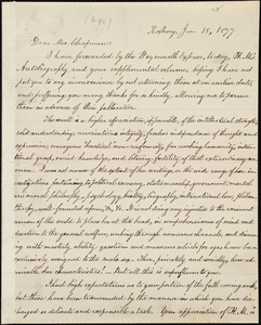 Copy of letter from William Lloyd Garrison, Roxbury, [Mass.], to Maria Weston Chapman, Jan. 18, 1877