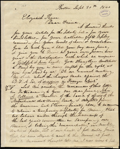 Letter from Maria Weston Chapman, Boston, [Mass.], to Elizabeth Pease Nichol, Sept. 30th, 1840