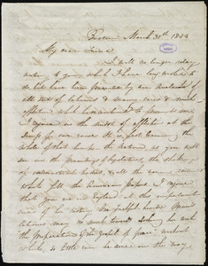 Letter from Maria Weston Chapman, Boston, [Mass.], to Henry Clarke Wright, March 31st, 1843
