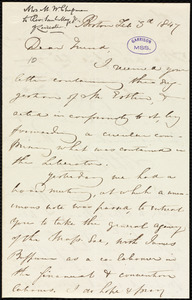 Letter from Maria Weston Chapman, Boston, [Mass.], to Samuel May, Feb. 3rd, 1847