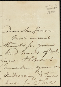 Letter from Maria Weston Chapman to William Lloyd Garrison, [1 Dec. 1855]