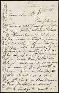 Letter from Maria Weston Chapman, [Weymouth?, Mass.], to James Miller M'Kim, [Sept. 1861]