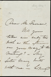Letter from Maria Weston Chapman to William Lloyd Garrison, [May 1864?]